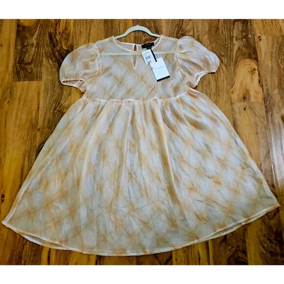 EN SAISON NWT SzL SheerLight GeometricPattern designs knee length dress Designer - Picture 15 of 15